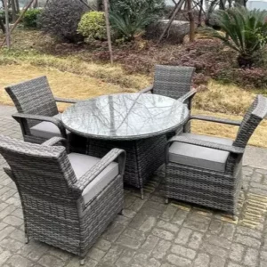 Cornwall Rattan Dining Set with 4 Chairs and Round Table
