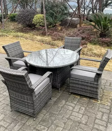 Cornwall Rattan Dining Set with 4 Chairs and Round Table