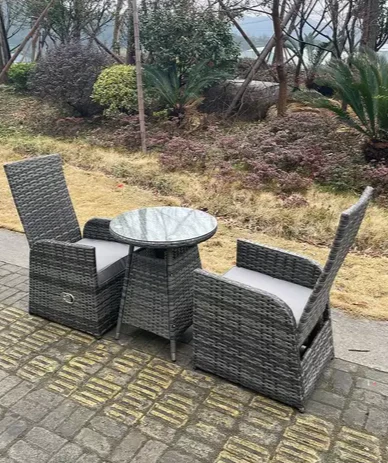 Bristol Outdoor Wicker Rattan Reclining Chair And Table Set Dining Sets 2 Seat Set