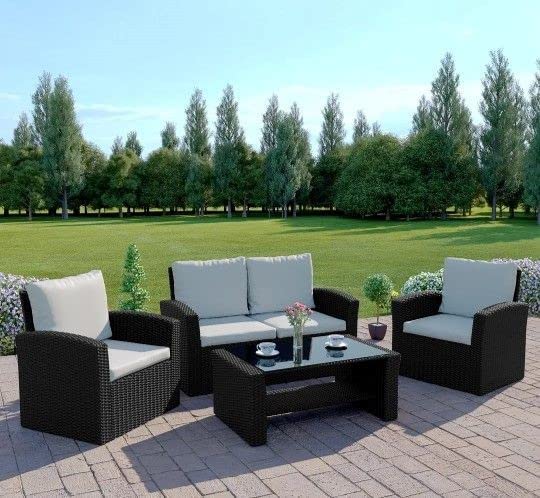 Algarve Rattan Garden Furniture Set, 4 Piece Chairs Sofa Table