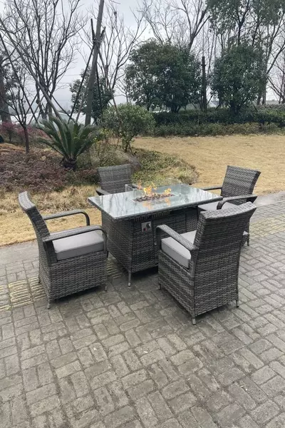 Derby Rattan Garden Set with Fire Pit Table