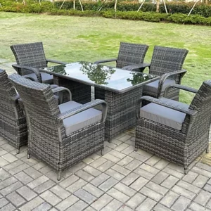 Fimous 6 Seater Wicker Dining Set