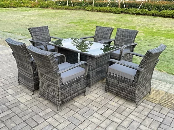 Fimous 6 Seater Wicker Dining Set