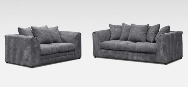 Jumbo Grey Cord Sofa Suite