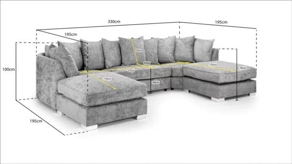 honeypot furniture bishop sofa platinum u shape